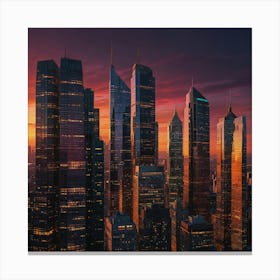 Skyscrapers At Sunset Canvas Print