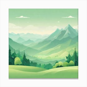 Misty mountains background in green tone 146 Canvas Print