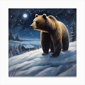 Bear At Night Canvas Print