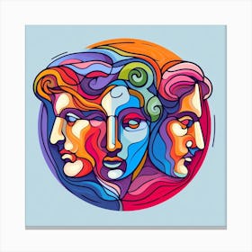 Three Faces In A Circle Canvas Print