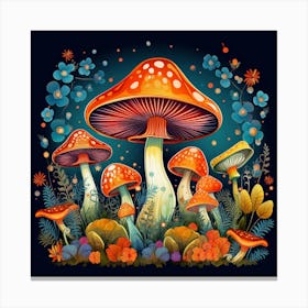 Mushrooms In The Forest 23 Canvas Print