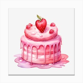 Pink Cake With Strawberries 9 Canvas Print