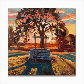 Tree At Sunset Canvas Print