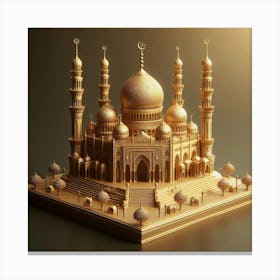 3D Arabic mosque in golden color 1 Canvas Print