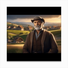 Man In Front Of A Village Canvas Print