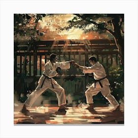 A Karate Sparring Lofi Illustration 1718704070 2 Canvas Print