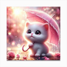 Cute Kitten In The Rain 3 Canvas Print