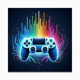 Rainbow Ps4 Controller Canvas Print