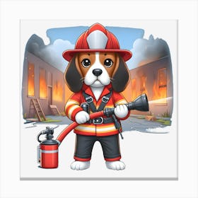 Beagle Firefighter~Reimagined 6 Canvas Print