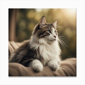 Cat Sitting On Couch 1 Canvas Print