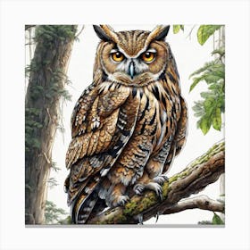 Owl In The Woods 60 Canvas Print