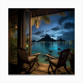 Bora Bora At Night Canvas Print