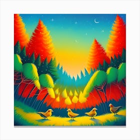 Birds In The Forest Canvas Print