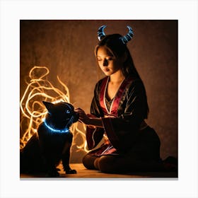 Dark Magic Glowing Beast Master Girl 6 Canvas Print