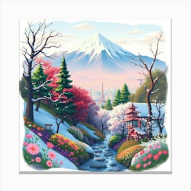 Mountain and river Canvas Print