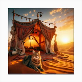 Desert Cat At Sunrise 1 Canvas Print