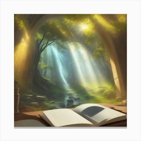 Open Book In The Forest 1 Canvas Print