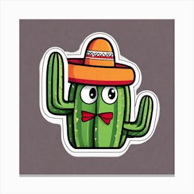 Mexico Cactus With Mexican Hat Inside Taco Sticker 2d Cute Fantasy Dreamy Vector Illustration (10) Canvas Print