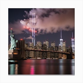 New York City Skyline At Night Canvas Print
