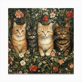 Cats In The Garden Art Canvas Print