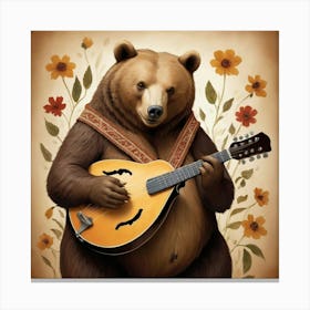 Mandolin Bear Art Print 2 Canvas Print