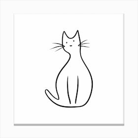 Single Line Cat Drawing Canvas Print
