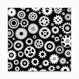 Gears On A Black Background 12 Canvas Print
