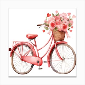 Valentine'S Day Bicycle Canvas Print