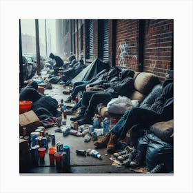 Homeless People On The Street Canvas Print