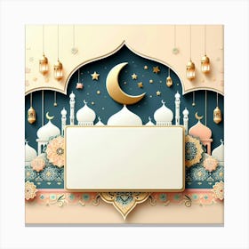 Muslim Ramadan Greeting Card Background Canvas Print