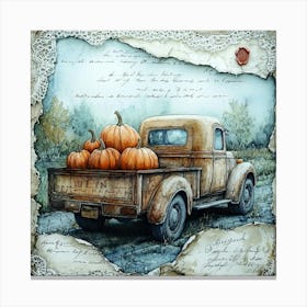 Old Truck With Pumpkins 1 Canvas Print