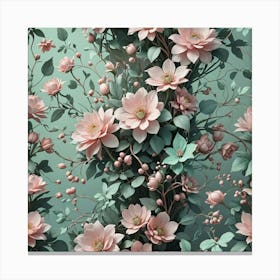 Pink Flowers Wallpaper 5 Canvas Print