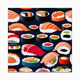 Sushi Seamless Pattern Canvas Print