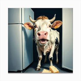 Cow In The Fridge 1 Canvas Print