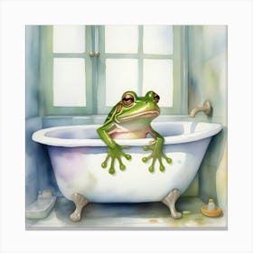 Frog In Bathtub 2 Canvas Print