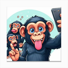 Monkeys Taking A Selfie Canvas Print