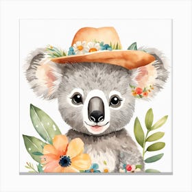 Floral Baby Koala Nursery Illustration (16) Canvas Print
