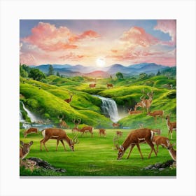 Deer In The Forest Canvas Print