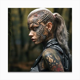 Portrait Of A Woman With Tattoos Canvas Print