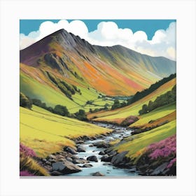 Cadair Idris Wales Colourful Mountain Illustration Art Print 2 Canvas Print