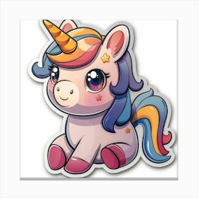 Cute Unicorn Sticker 1 Canvas Print