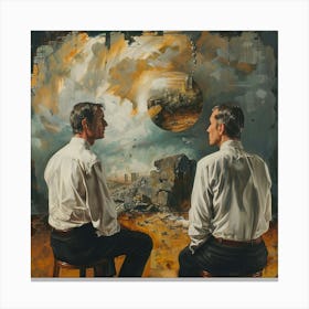 Two Men Looking At Each Other Canvas Print