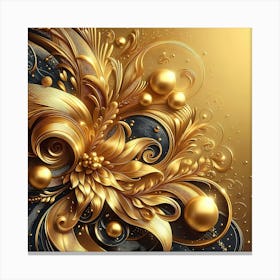 Gold Floral Abstract Background Canvas Print