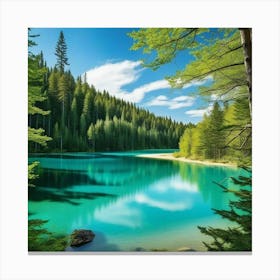 Blue Lake In The Forest 19 Canvas Print