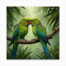 Default Green Jungle Parakeets Art 3 Canvas Print