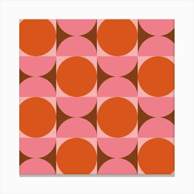 Mid Century Geometric Orange Circles And Pink Half Circles Canvas Print