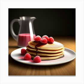 Pancakes With Raspberries Canvas Print