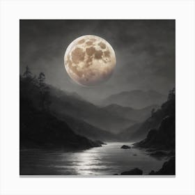 Full Moon Over Water Canvas Print