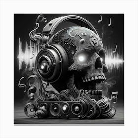 Skull With Headphones 5 Canvas Print