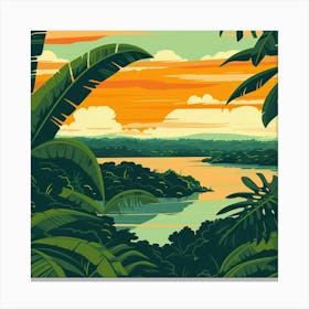 Sunset In The Jungle 4 Canvas Print